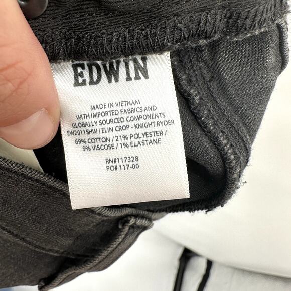 EDWIN NWT Elin Straight Long Black Denim Jean in Knight Rider // 00 (24) - Picture 12 of 14